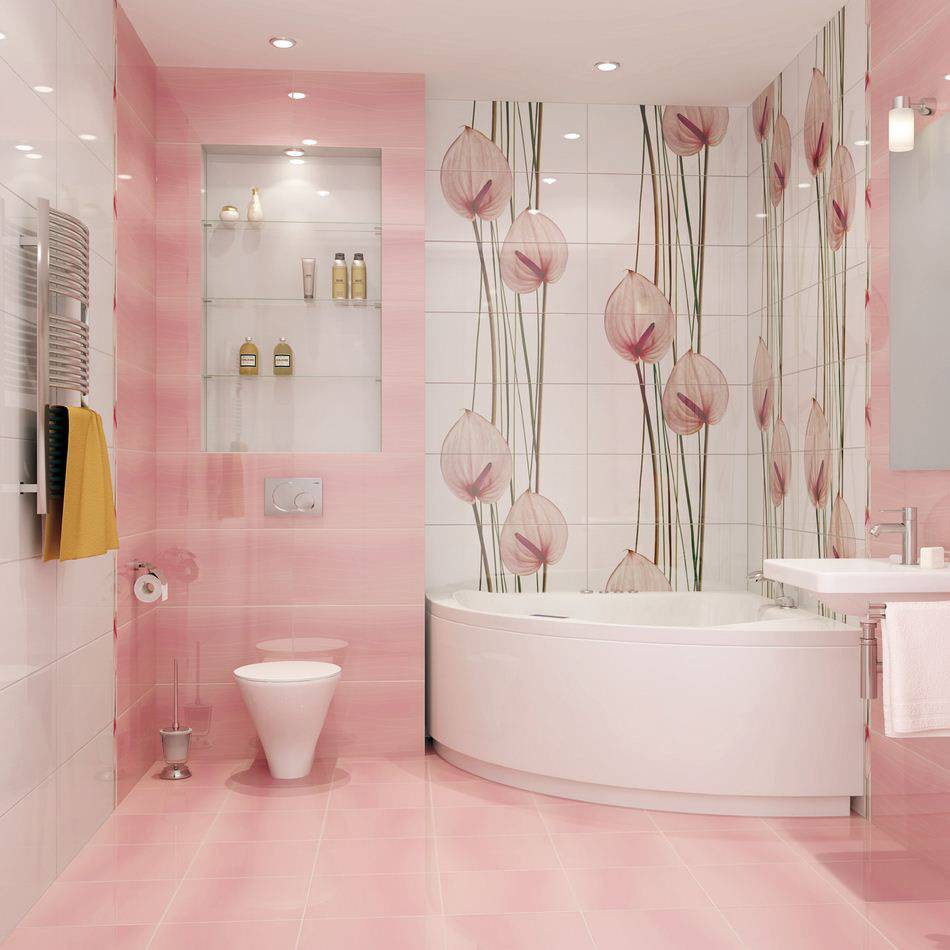 Бело Розовая Ванная Комната