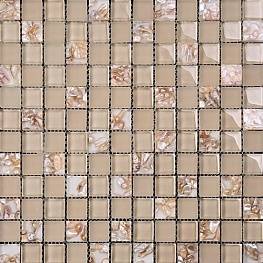 Стеклянная мозаика KS 007 бежевая с жемчужинами внутри 30х30
