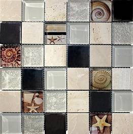 Стеклянная мозаика SEASHELL стена/стекло, металл, камень 30х30