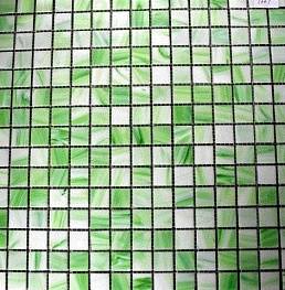 Стеклянная мозаика T661 основа - сетка ПВХ, микс светло-зелёный однотонный 32,7х32,7