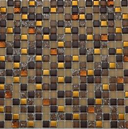 Стеклянная мозаика KS 96 стена/бежевый, стеклянный матовый с зеркалом и битым стеклом 30х30