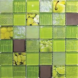 Стеклянная мозаика FRUITS GREEN стена/стекло, металл 30х30